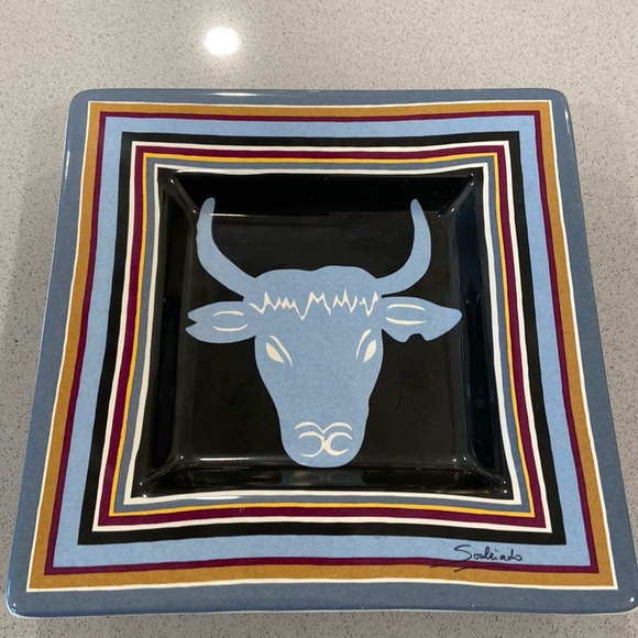 Souleiado Camargue Spal Solafrance small plate with blue bull - Picture 1 of 6